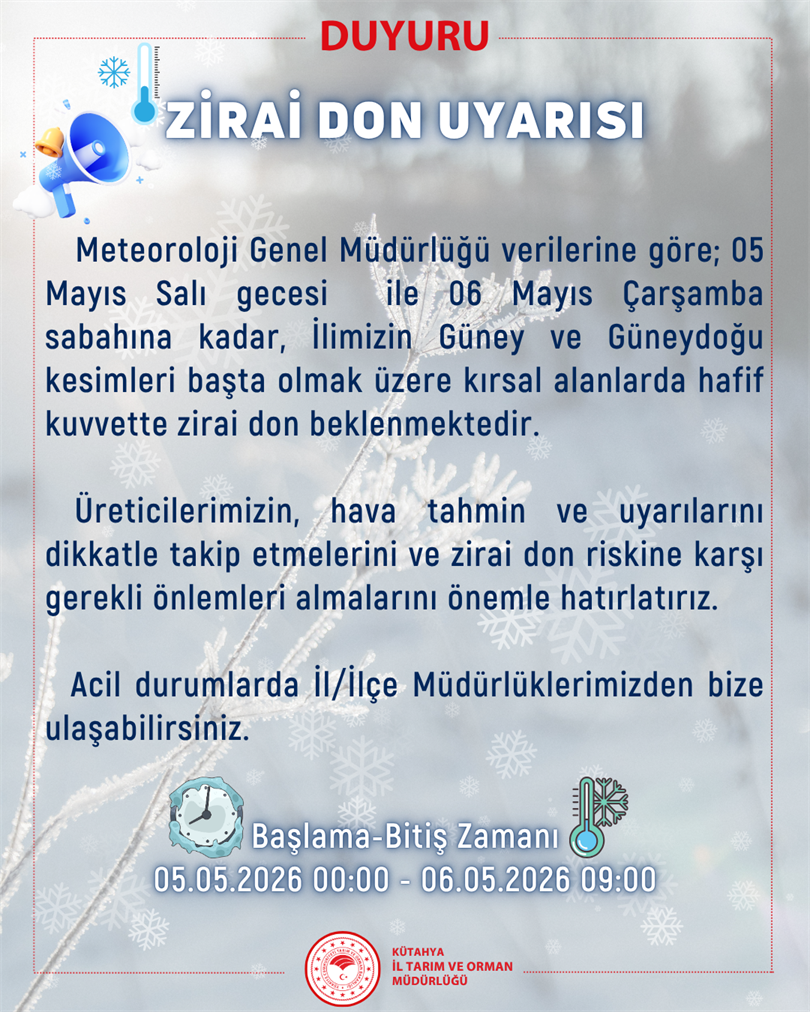 ZİRAİ DON UYARISI